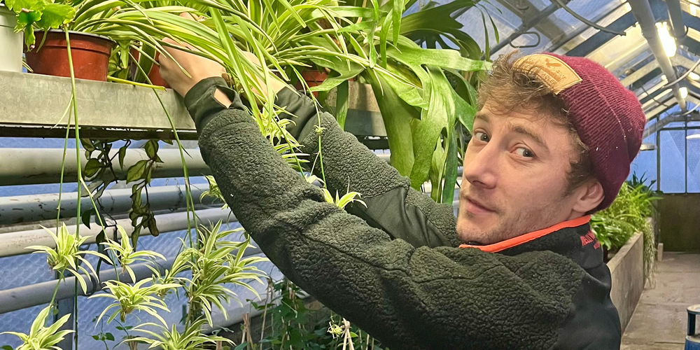 Der neue Friedhofsgärtner Lukas Knechtle bei seiner Arbeit