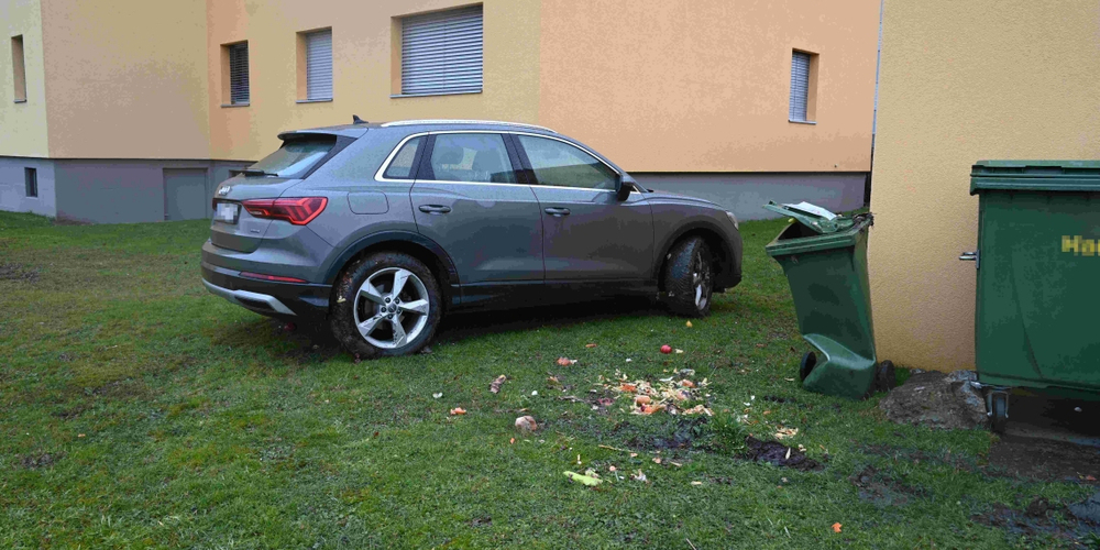 Der Fahrer kam von der Strasse ab und wurde im anliegenden Wohngebiet von einer Grünabfalltonne gestoppt.