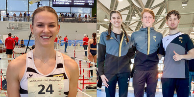 An den Schweizer Mehrkampfmeisterschaften zeigte Lydia Boll mit ihrem 6. Rang eine starke Leistung. Und auch d vielversprechende LCS-Nachwuchs überzeugte in Magglingen: v.l. Nadia Lüthi, Felix Doll und Luuk van den Hout.