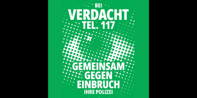 Die Schaffhauser Polizei verweist auf die Präventionskampagne "Verdacht - RUF AN! POLIZEI-NOTRUF 117 - GEMEINSAM GEGEN EINBRUCH".