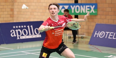 Der frischgebackene zweifache Deutsche Meister Matthias Kicklitz (Männereinzel und Mixeddoppel).