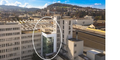 Der neue "Diamant" im Bühler Industriepark: Das Grain Innovation Center (GIC).
