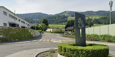Sicht auf die Chessibachstrasse in Altendorf.