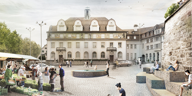 Mit der Bepflanzung, den Brunnen und Sitzgelegenheiten im Mauerwerk soll eine parkähnliche Idylle geschaffen werden.