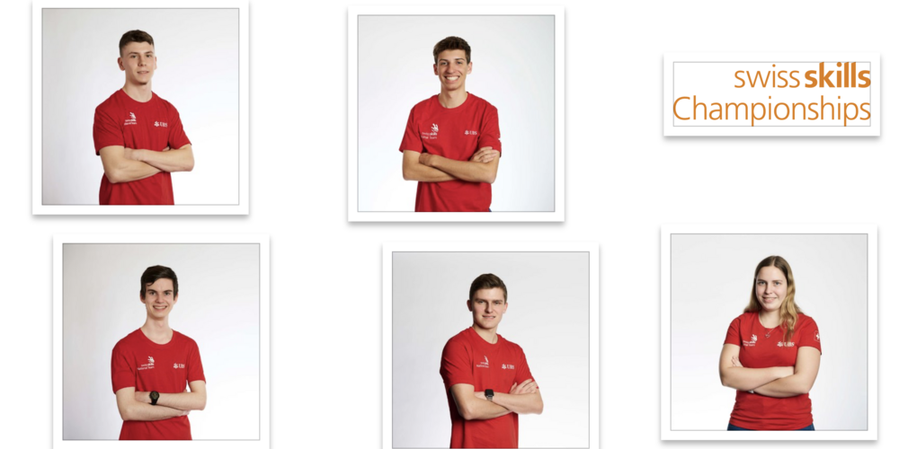 Im Uhrzeigersinn: Julian Gemperli, Maurin Schickli, Jana Goldener, Felix Kuster (Jona) und Florentin Kaufmann sind Teil des Schweizer SwissSkills-Nationalteams für die WorldSkills 2024 in Lyon.