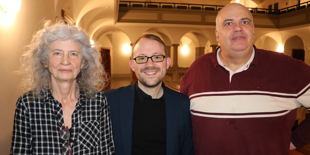 Vizepräsidentin des Quartiervereins Zürich 1 rechts der Limmat, Marie Claire Meienberg, mit deren Präsident Felix Stocker und Felix Bär, Präsident Rennweg Quartierverein (von links).