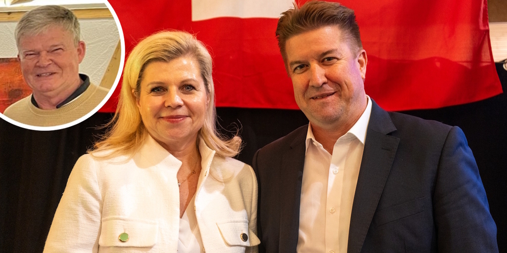 René Bühler (kl.) empfiehlt Dana Zemp (SVP, m.) und Christof Hartmann (SVP, r.) für den Regierungsrat, da sie die Kriminalität angehen würden.