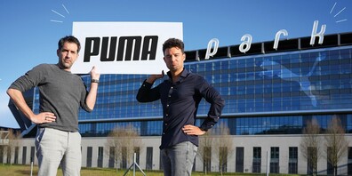 Claudio Minder und Karl Müller vor dem «Pumapark»
