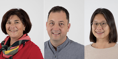 Sie treten nicht mehr an: Die Gemeinderäte Gabriela Buscetto und Peter Moos sowie die Primarschulratspräsident Le Bich Näf. 
