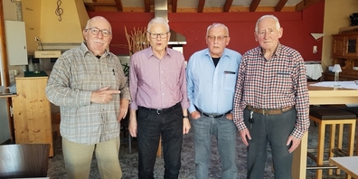 Vorstand der Seniorenturner Uznach: (v.l.n.r.) Urs Hersperger (Beisitzer), Hansruedi Meier (Aktuar), Othmar Schmid (Obmann), John Ulrich (Turnleiter).