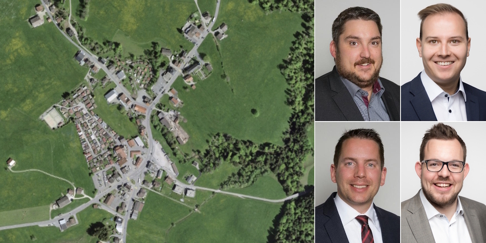  Wollen den Ricken untertunneln statt Pflästerlipolitik: die Toggenburger SVP-Kantonsräte (oben v.l.) Mirco Gerig, Lukas Huber, (unten v.l.) Ivan Louis und Christian Vogel.
