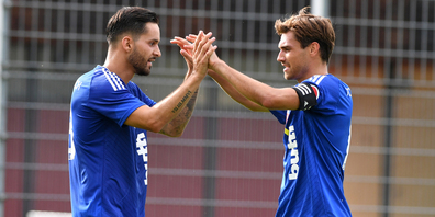 Eine Traumkombination zwischen Cristiano Teixeira und Luca Straub (rechts) brachte dem FC Freienbach den Sieg. 