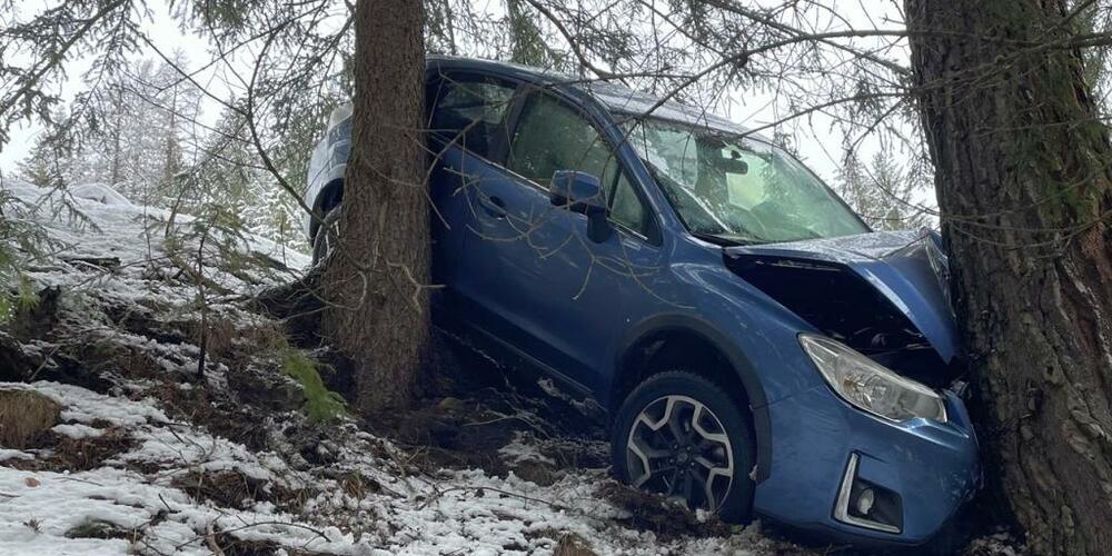 Der Wagen der 82-jährigen Autofahrerin wurde in der steilen Böschung von einem Baum gestoppt.