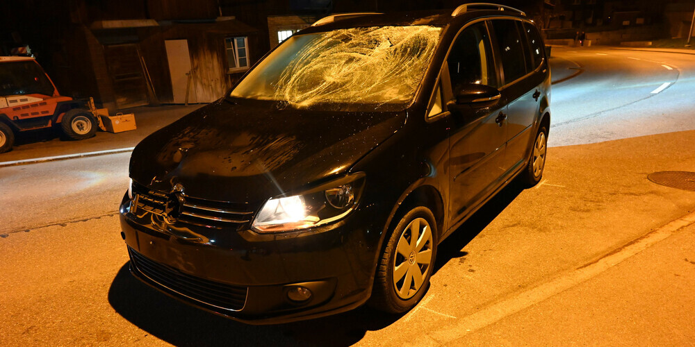 Auch die Frontscheibe des Autos wurde arg in Mitleidenschaft gezogen.