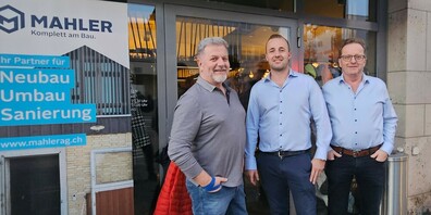Max Mahler, der neue Chef der Baumeister-Sparte der Gebr. Mahler AG, umrahmt von Kurt Mahler (links) und Markus Mahler.