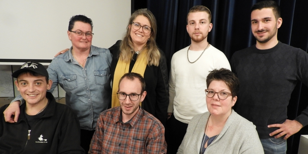 Buchwaldhexen-Zunftrat ohne Zunftmeister: (h.v.l.n.r.) Lydia Gebs, Sandra Thoma, Jan Hofstetter, Janik Da Cunha, (v.v.l.n.r.) Pascal Scherrer, Markus Boos, Karin Hofstetter.