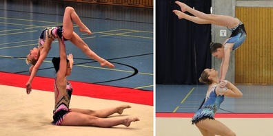 Im Bild v.l.: Iida Collenberg und Alyssia Solidoro (11-16 Damen Paar) und  Timea Spielmann und Norina Fröhlich (12-18 Damen Paar)