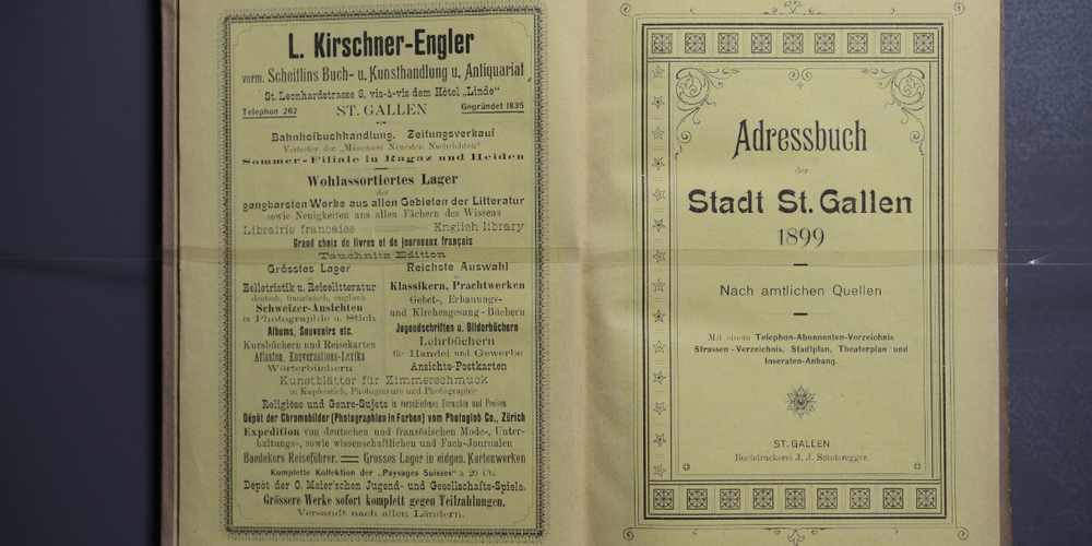 Ein Adressbuch der Stadt St.Gallen aus dem Jahr 1899.