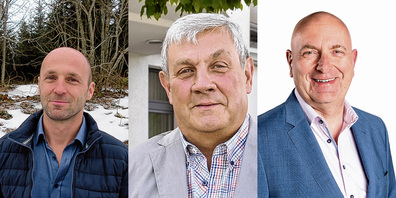 Demission: Diese Gemeindepräsidenten treten nicht mehr zur Wiederwahl an: Cornel Züger, Innerthal, René Häberli, Galgenen, und Daniel Landolt, Freienbach.