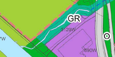 Darstellung Gewässerraum (GR) im Zonenplan