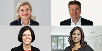 Oben: Dana Zemp (SVP), Christof Hartmann (SVP); Unten (vLnR) Bettina Surber (SP); Sarah Bösch (parteilos)