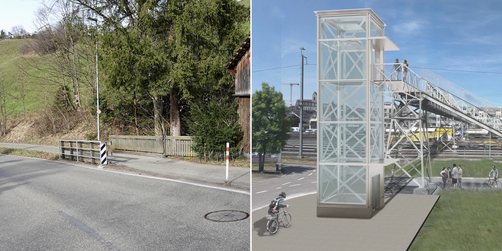 Die Renovation der Felsenhofbrücke (l.) mit Revitalisierung und der vorgeschlagene Lift für die Passerelle stossen bei der SP auf Zustimmung.