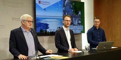 Stadtrat Heribert Hehle (Bregenz), Landesrat Daniel Zadra und Studienautor Markus Frei 