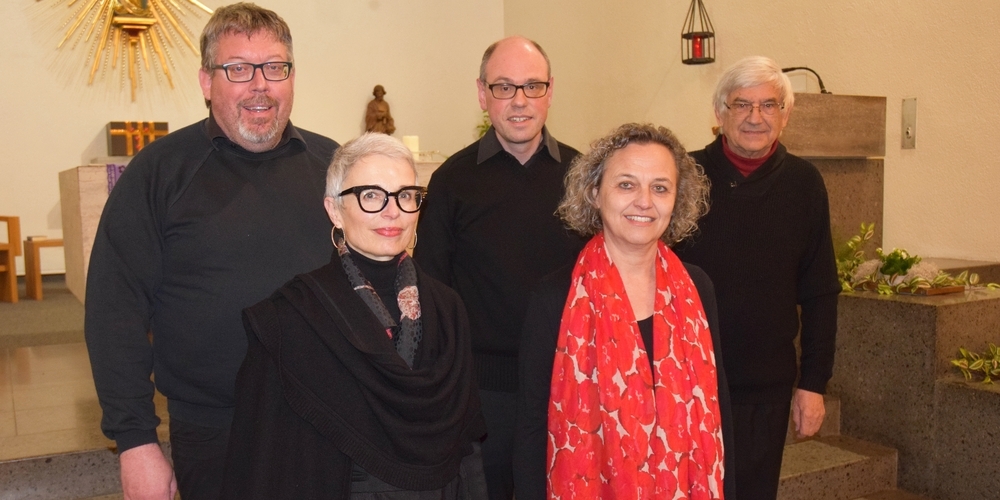 (v.l.) Fabian Bucher, Mirjam Föllmi, Roman Künzli, Sybille van Veen und Bernhard Isenring brachten mit ihrem Konzert «Jubilate Deo» die Wallfahrtskirche Maria Bildstein zum Klingen.