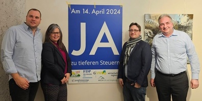 Vertreter des Ja-Komitees: v. l. Beni Büsser (SVP Wil), Cornelia Kunz (HEV), Olav Baumann (FDP Wil) und Stefan Frick (Gewerbeverein Wil).