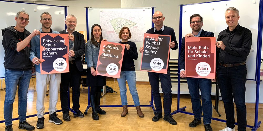 Von links: Marcel Baur, Mischa Herzog, Daniel Bertoldo, Jenny Heeb, Bettina Rutz, Stefan Keller, Ivo Liechti und Marius Hasenböhler-Backes.