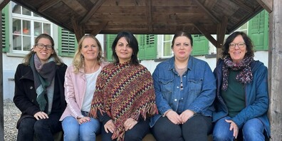 Die Mitarbeiterinnen ab Sommer 2024 in der Tagesbetreuung. V.l.n.r. Franziska Müller, Leiterin Tabs; Fabienne Benz, Suzana Badolato, Melanie Schuler, Susanne Lang