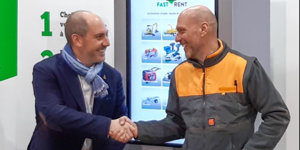 Vincent Albasini von Avesco Rent und Alessandro Pellegrini vom Hornbach sind eine Partnerschaft eingegangen. (Bild: zvg)