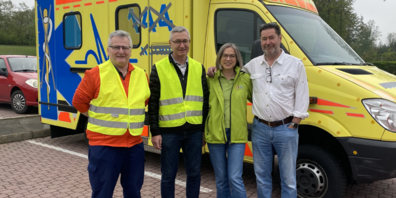 Das Team der Freiwilligen: Marco Menin, Markus Haller, Svitlana Altherr und Marcel Altherr.