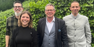 Treten am 22. September an: (v.l.) Gemeinderatskandidat Sandro Greuter, GPK-Mitglied Corinne Schnyder, Gemeindepräsident Diego Forrer, Gemeinderat Swen Ottiger.