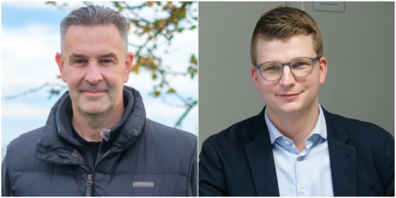 Dr. Daniel Oriesek (l.), Oberst im Generalstab, spricht an dem Abend über die nationale Sicherheit und SVP-Nationalrat Mike Egger (r.) über die Volksinitiative «Asyl-Chaos stoppen! (Grenzschutz-Initiative)». 
