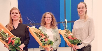 Im Bild v.l.: Marela Schneider, Präsidentin Evelyne Mayer und Nadine Büecheler.