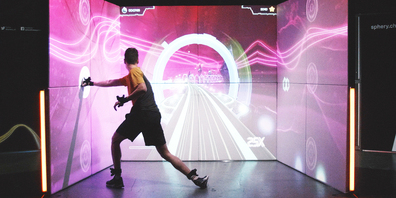 Der Exercube verbindet Fitness mit Gamen. Er soll bald in Fitness- oder auch Einkaufscentren stehen. (Bild: zvg)