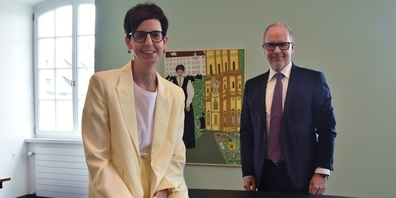 Regierungsrätin Susanne Hartmann (l.) übernimmt das St.Galler Regierungspräsidium von Regierungsrat Stefan Kölliker.