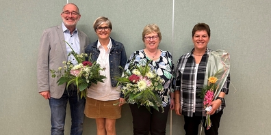 Der neue Vorstand ab GV 2024 (vlnr): Urs Noser (Präsident, Altstätten), Sybille Imhof (Vizepräsidentin, Marbach), Gaby Hartert (Aktuarin, Rebstein), Olivia Ritter-Kollegger (Mitglied, Eichberg)