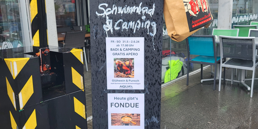 Die Badi Bruggerhorn feiert den Sommerbeginn mit Fondue und Glühwein.