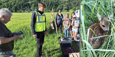 Spannende Erklärungen: Der Besuch bei den Rehkitzrettern hinterlässt bei den Schülern und Schülerinnen einen tiefen Eindruck.