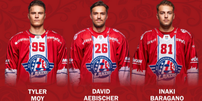 Dürfen bei der Nati bleiben: Tyler Moy, David Aebischer und Inaki Baragano.