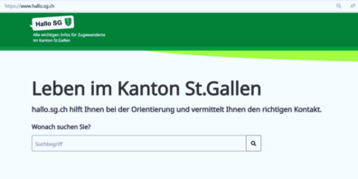 Ausschnitt der Startseite von www.hallo.sg.ch.