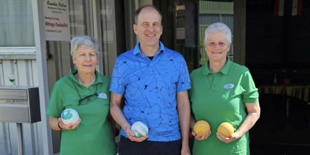 Das Siegerteam des Boccia Clubs Pallino am Terna-Turnier 2024 im Grünfeld: Tages Trudi Mazzoli, Christoph Altorfer und Manu Schnyder 