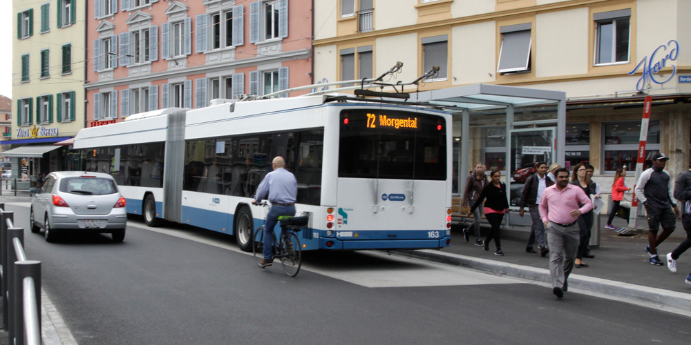 Die Linie 72 (Milchbuck – Morgental) ist bereits eine Trolleybuslinie.