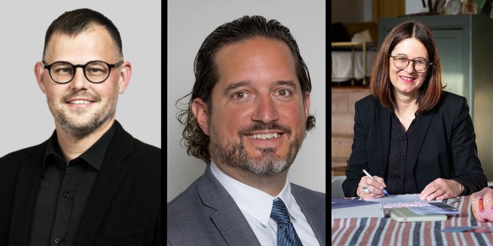 v.l.n.r.: Josef Gähwiler (SP), Sandro Hess (Die Mitte) und Katrin Schulthess (SP)