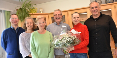 Das Alterswohnheim mit seinem starken Team (v.l.n.r.): Adrian Keller, Myriam Schmid, Rita Schmid, Remo Jucker, Ivana Vacova und Alexander Betriche.