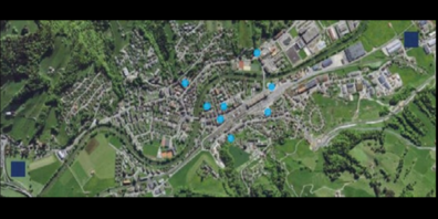 Die Innenentwicklung erfolgt aus strategischer Sicht vorwiegend im Talboden. Die Arealentwicklungen konzentrieren sich im Zentrum und in der Nähe zum Bahnhof Wattwil (Projekte hellblau).