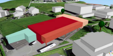 Neben der Genehmigung der Jahresrechnung 2023 wird an der Bürgerversammlung auch der Projektierungskredit für die neue Doppelturnhalle beantragt. Bild: Visualisierung Doppelturnhalle.