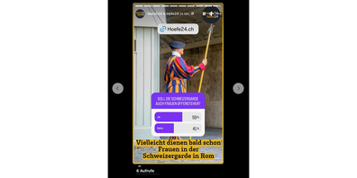 Wir haben uns bei den Followern umgehört, ob sie Frauen in der Schweizergarde befürworten würden. 